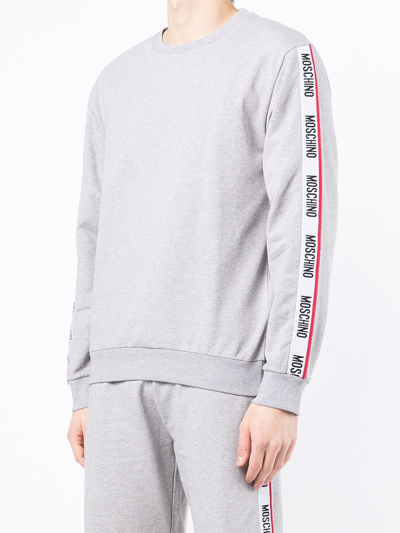 Shop Moschino Logo Crew-neck Sweatshirt In Grau