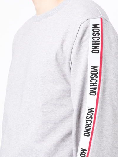 Shop Moschino Logo Crew-neck Sweatshirt In Grau