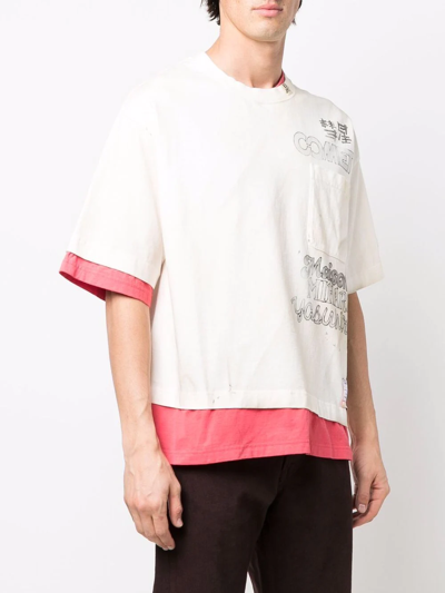 Shop Miharayasuhiro Layered-detail T-shirt In Weiss