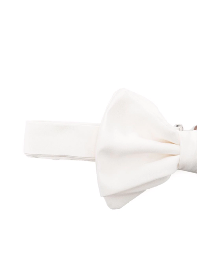Shop Emporio Armani Silk Bow Tie In Weiss