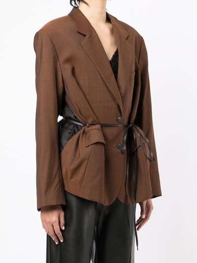 Shop Litkovskaya Colour-block Oversized Blazer In Braun