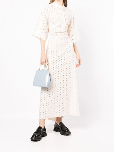 Shop Litkovskaya Bloom Perforated Midi Dress In Weiss