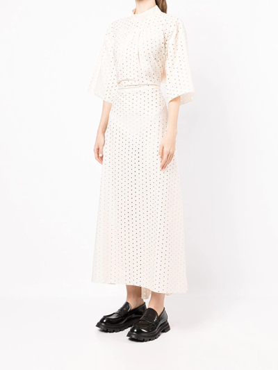 Shop Litkovskaya Bloom Perforated Midi Dress In Weiss