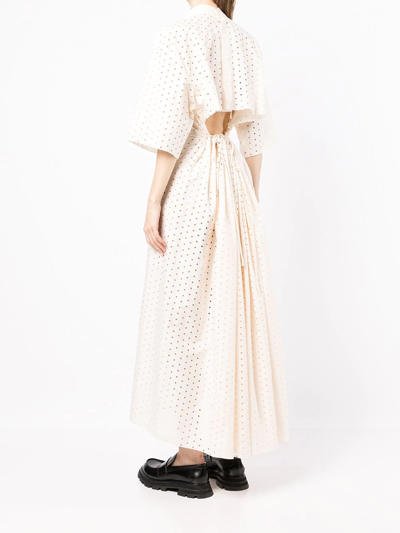 Shop Litkovskaya Bloom Perforated Midi Dress In Weiss