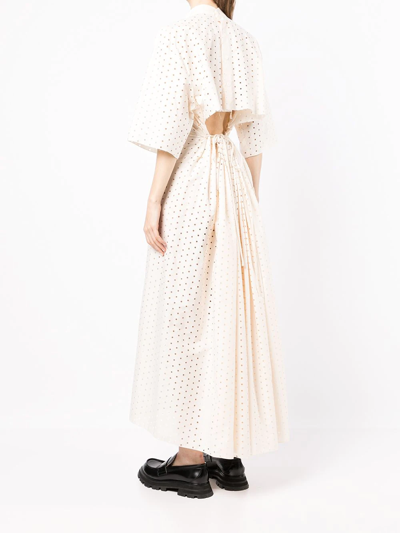 Litkovskaya Bloom Perforated Midi Dress In Weiss