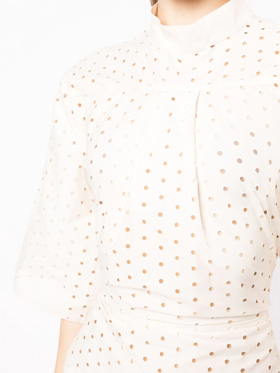 Shop Litkovskaya Bloom Perforated Midi Dress In Weiss