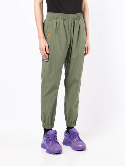 Shop Aape By A Bathing Ape Logo-patch Tapered Trousers In Grün