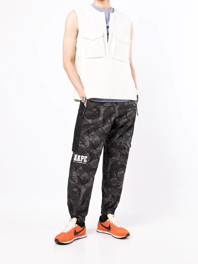 Shop Aape By A Bathing Ape Camo-print Tapered Trousers In Schwarz