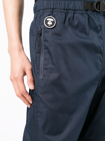 Shop Aape By A Bathing Ape Logo-patch Zip-up Trousers In Blau