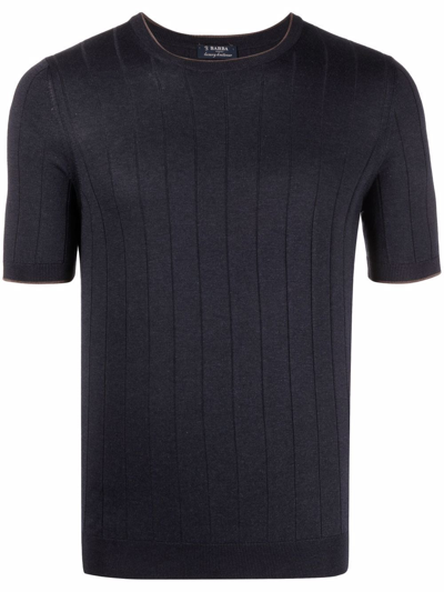 Shop Barba Ribbed-knit Silk T-shirt In Blau