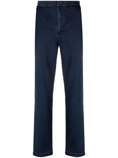 Shop Pal Zileri Elasticated-waist Four-pocket Straight-leg Trousers In Blau