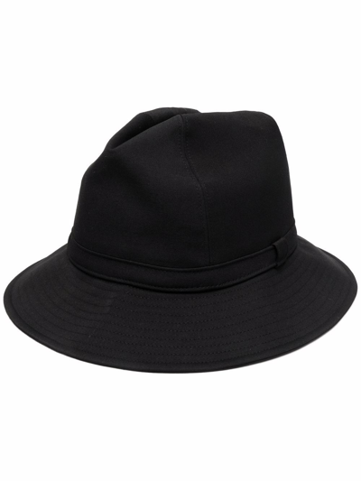 Shop Yohji Yamamoto Wide-brim Wool Hat In Schwarz