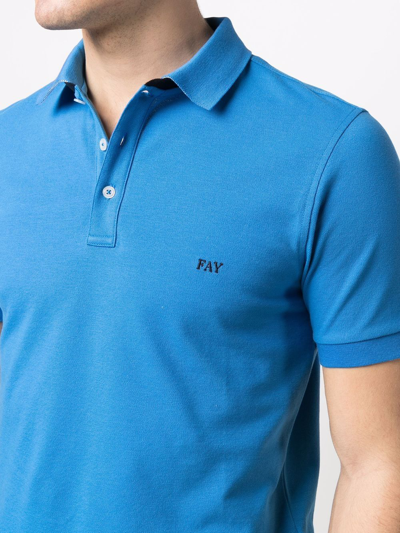 Shop Fay Embroidered-logo Polo Shirt In Blau
