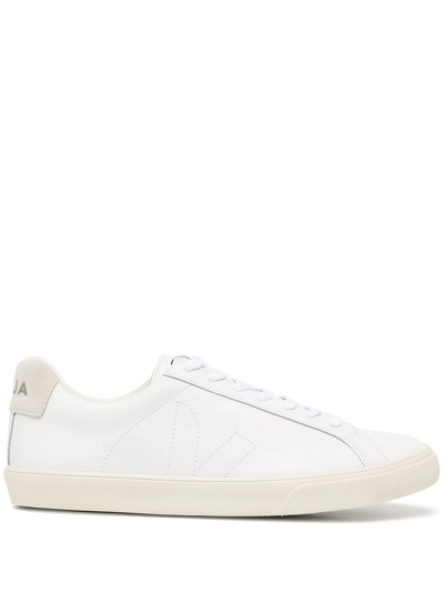 Shop Veja Embroidered-logo Low-top Sneakers In Weiss