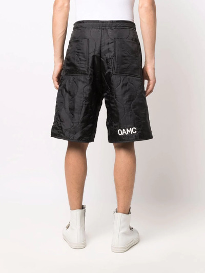 Shop Oamc Embroidered-logo Quilted Shorts In Schwarz