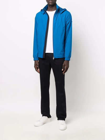 Shop Z Zegna Zipped-up Hooded Jacket In Blau