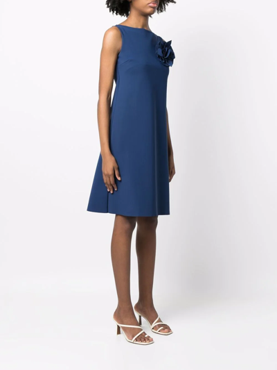 Shop Le Petite Robe Di Chiara Boni Floral-appliqué A-line Dress In Blau