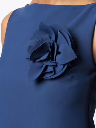 Shop Le Petite Robe Di Chiara Boni Floral-appliqué A-line Dress In Blau