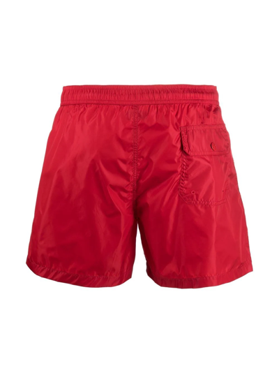 Shop Moncler Logo-patch Swim Shorts In Rot