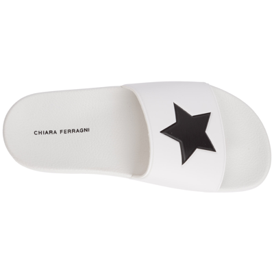 Shop Chiara Ferragni Women's Rubber Slippers Sandals  Eye Star In White