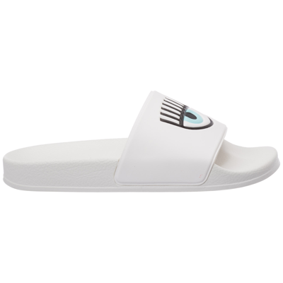 Shop Chiara Ferragni Women's Rubber Slippers Sandals  Eye Star In White