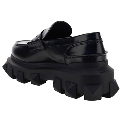 Shop Valentino Men's Leather Loafers Moccasins    Trackstud In Black