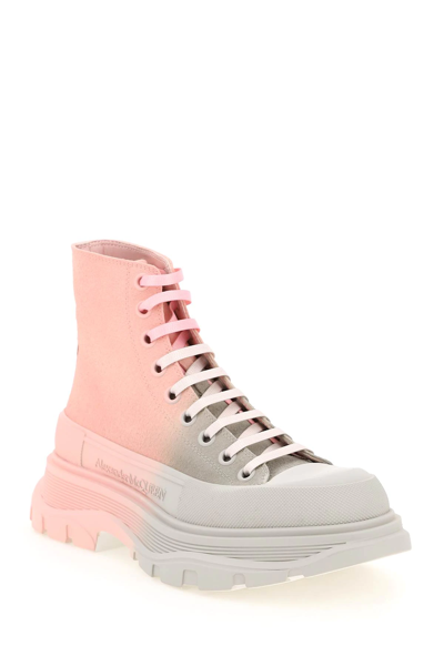 Shop Alexander Mcqueen Two-tone Tread Slick Hi-top Sneakers In Grey,pink