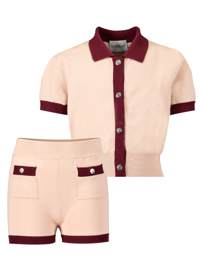 Shop Moncler Kids Clothing Set For Girls In Pink