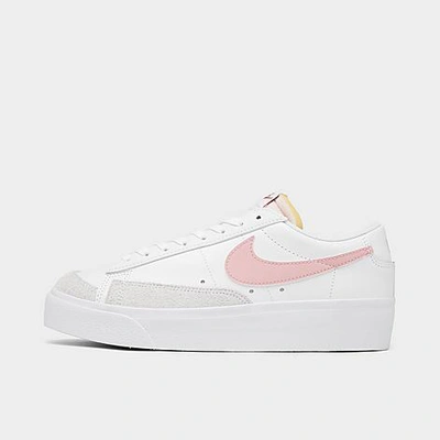 Shop Nike Women's Blazer Low Platform Casual Shoes In White/pink Glaze/summit White