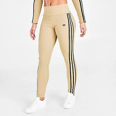 Adidas Originals Adidas Women's Originals Ribbed Leggings In Beige Tone |  ModeSens