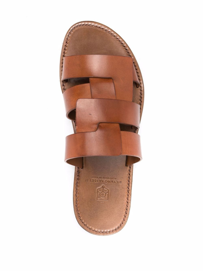 Shop Silvano Sassetti Cage-detail Leather Sandals In Braun