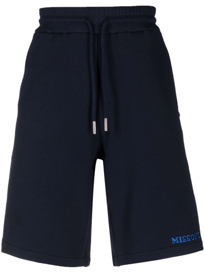 Shop Missoni Patterned Jacquard Cotton Shorts In Blau