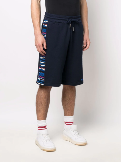 Shop Missoni Patterned Jacquard Cotton Shorts In Blau