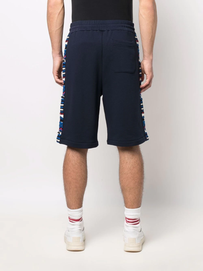 Missoni Men's Embroidered Logo And Jacquard Insert Bermuda Shorts In Blau