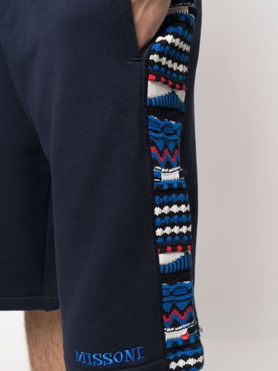 Missoni Men's Embroidered Logo And Jacquard Insert Bermuda Shorts In Blau