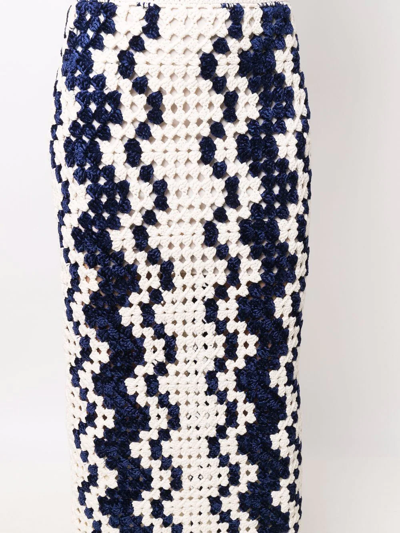 Shop Jil Sander Zigzag Crochet Midi Skirt In White