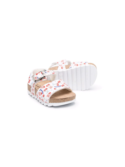 Shop Monnalisa Cherry-print Double Buckle Sandals In White