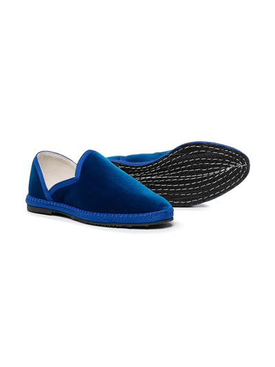Shop The Row Slip On Velvet Loafers In Blue