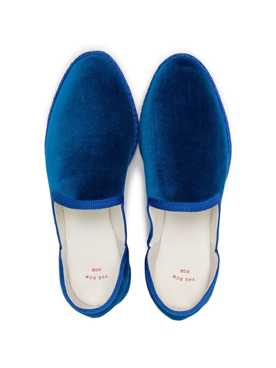Shop The Row Slip On Velvet Loafers In Blue