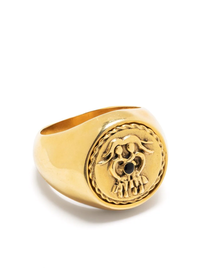 Shop Goossens Talisman Gemini Signet Ring In Gold