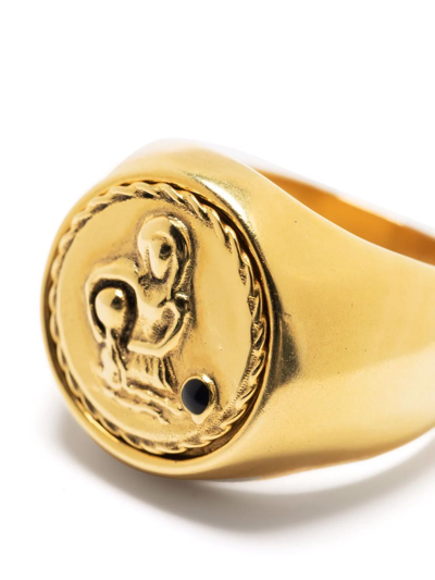 Shop Goossens Talisman Aquarius Signet Ring In Gold