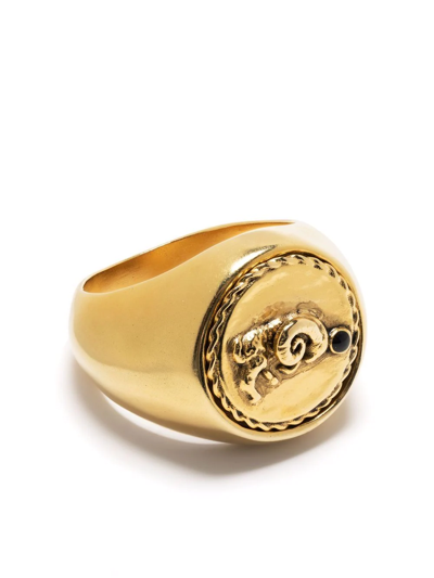 Shop Goossens Talisman Aries Signet Ring In Gold