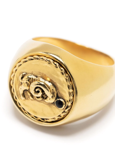 Shop Goossens Talisman Aries Signet Ring In Gold