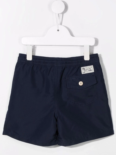 Shop Ralph Lauren Embroidered-logo Swim Shorts In Blue