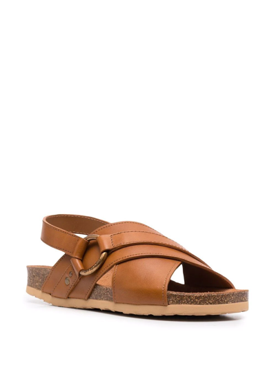 See By Chloé Gema Leather Crisscross Slingback Sandals In Brown