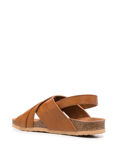 See By Chloé Gema Leather Crisscross Slingback Sandals In Brown