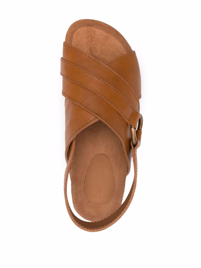 See By Chloé Gema Leather Crisscross Slingback Sandals In Brown