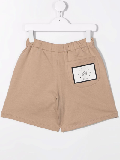 Shop Douuod Logo-print Cotton Track Shorts In Neutrals