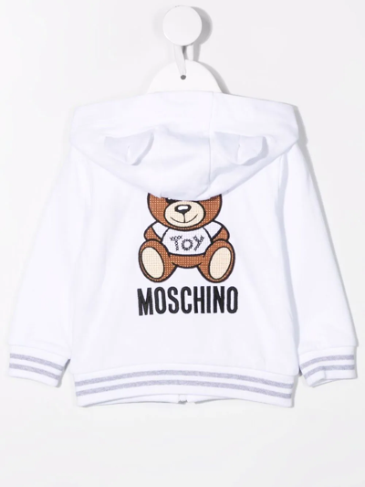 Shop Moschino Teddy Bear-print Pullover Hoodie In White