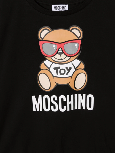 Shop Moschino Teen Teddy Bear Cotton T-shirt In Black